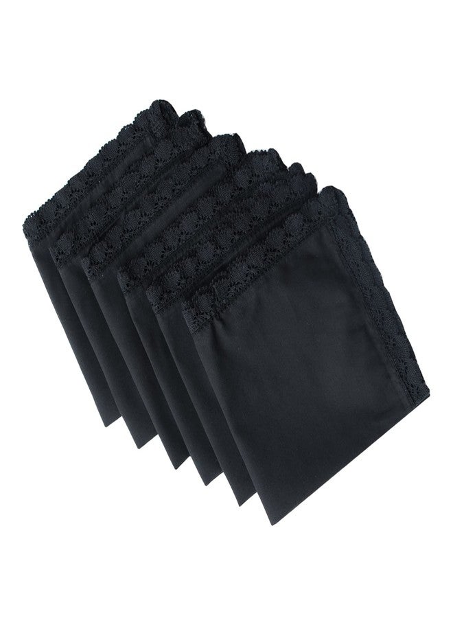 MemoryHanky Ladies Bridal Wedding Crochet Lace Handkerchiefs Black Cotton Hankies 6PCS - Image 2